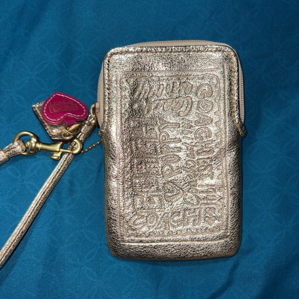 Coach Poppy Gold Wristlet